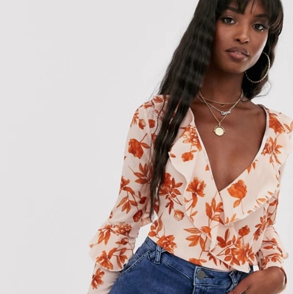 Missguided Tops - NWT Missguided Wrap Front bodysuit TALL